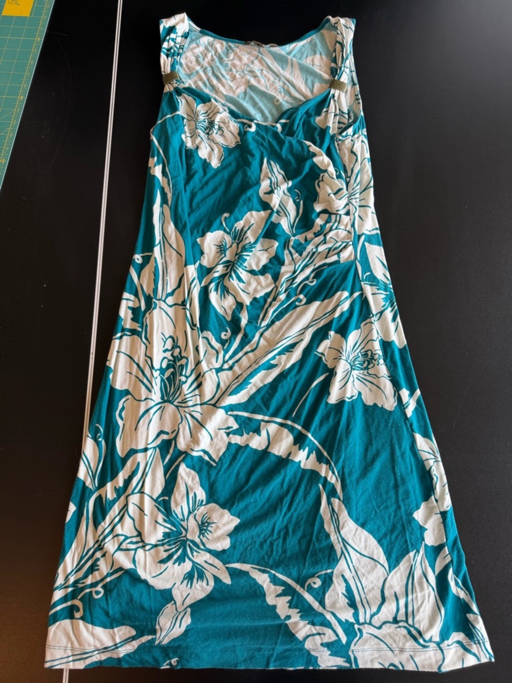 Tommy Bahama Teal and White Floral Midi Dress